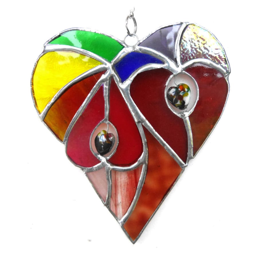 Heart of Hearts Rainbow Suncatcher Stained Glass 060