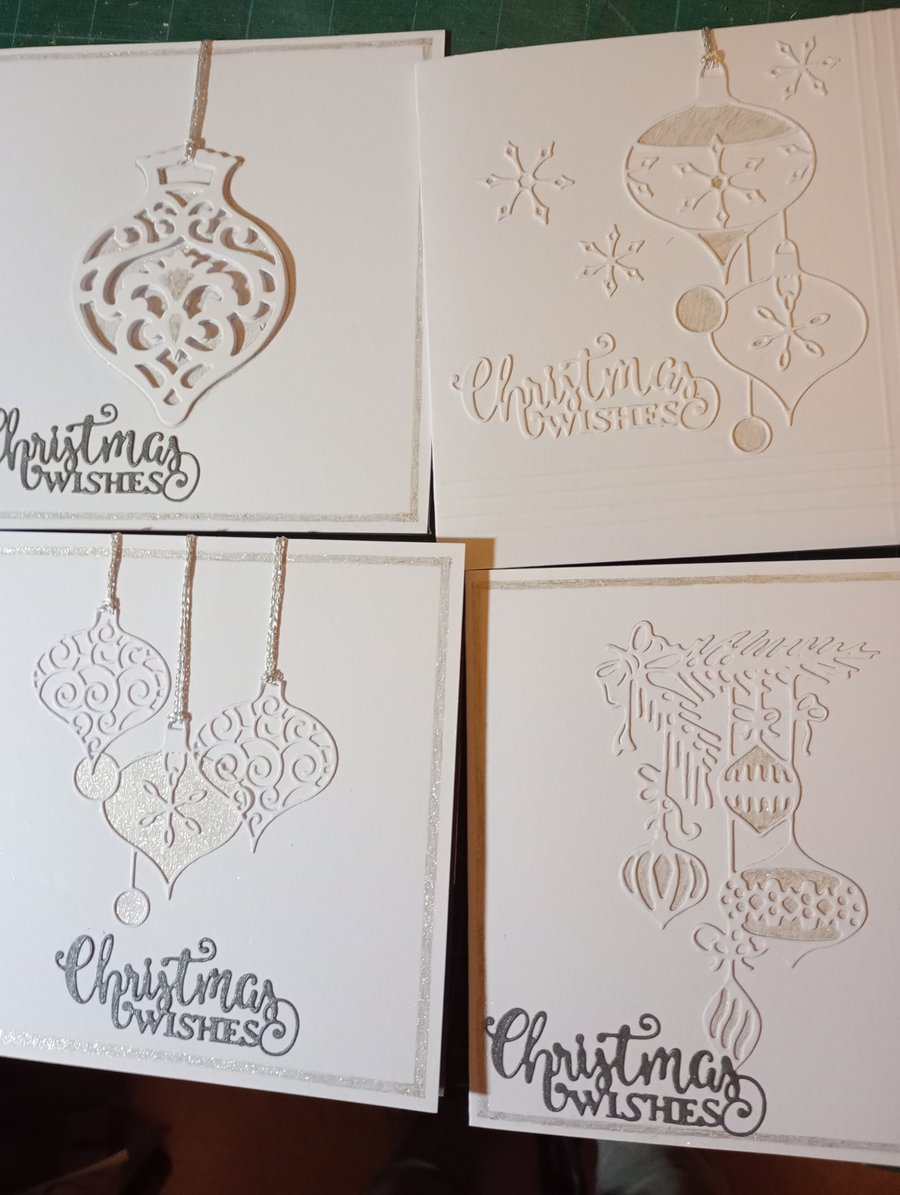 Pack of 4 baubles Christmas cards 