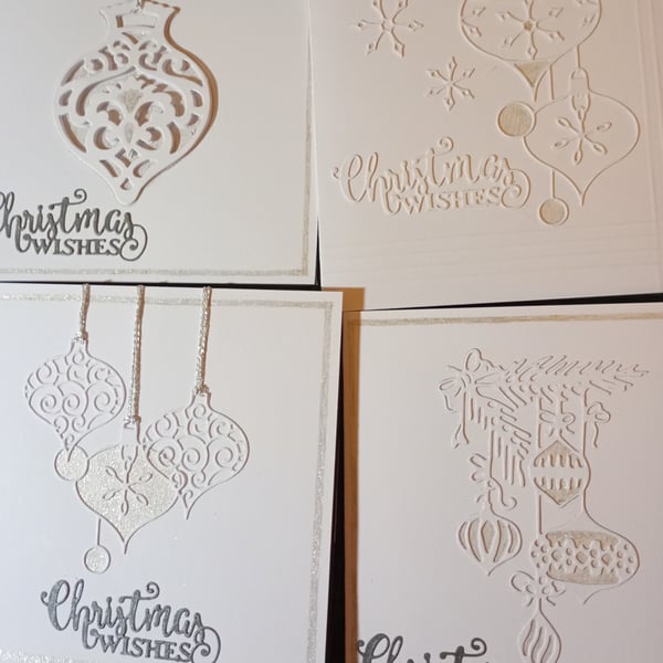 Pack of 4 baubles Christmas cards 