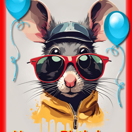 Fun Cool Rat Birthday Card A5 