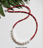 Bamboo Eco Coral & Baroque Freshwater Culture Pearl Sterling Silver Necklace 