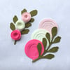 Pink Felt Ranunculus Flowers, Felt Die Cut Flowers