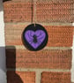Hand Painted Halloween Spider Heart Wooden Hanging Decoration – Purple Spiderweb
