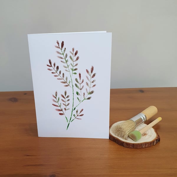 Stencilled Leaves Greeting Card 