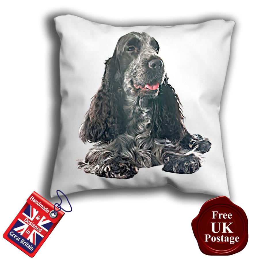 English Cocker Spaniel, Black Spaniel Cover, Spaniel Cushion Cover