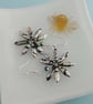 Black and Silver Rainbow Daisy Flower Statement Earrings - Image 5