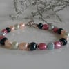 SALE Multicoloured Freshwater Water Pearl Sterling Silver  Bracelet