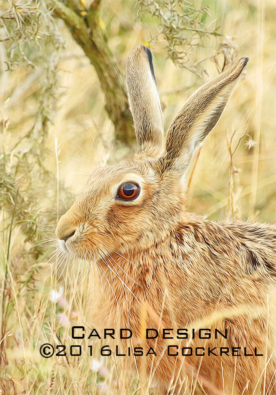Exclusive Handmade Hare Meadow Greetings Card