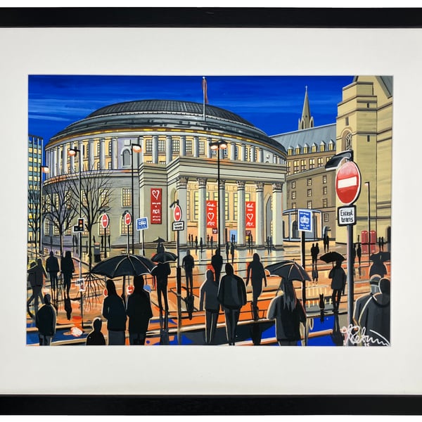 Manchester Central Library, City Urban Cityscape Art Print 20" x 16" Frame Size