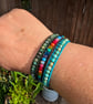 Turquoise sea sediment jasper and leather bracelet  - Image 10