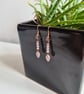 Pink Glass Cat's Eye & Copper Earrings with Pink Glass Leaves Jewellery Jewelry - Image 7