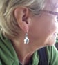 Silver flower and leaf earrings - Image 5