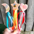 Wooden Magic Wand Set of 3,Toddler Fairy Wands,small Handmade Pretend Play Toy