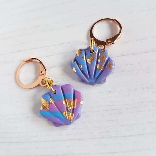 Mermaid colours shell mini huggie hoop earrings LIMITED EDITION