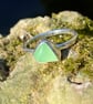 RARE UV Sea Glass and Hammered Sterling Silver Ring - Size M - 1356 - Image 4