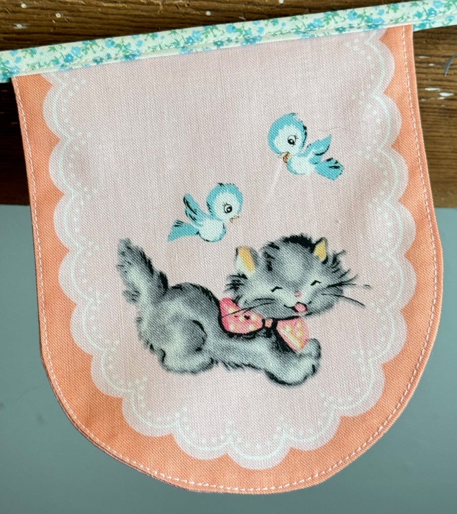 Vintage Style Birthday Bunting with Kittens, Puppies and Bunnies