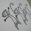 leaping lemurs - original illustration (A6)