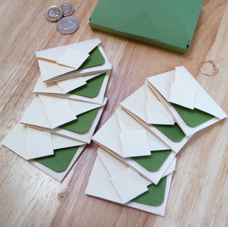 Mini Origami Envelope Set of 8 - green sage