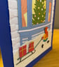 Handmade Christmas Card – Traditional Christmas Window Scene with Tree & Present - Image 5