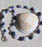 Blue Lapis Lazuli & Clear Quartz Gemstone Chunky Beaded Chakra Necklace
