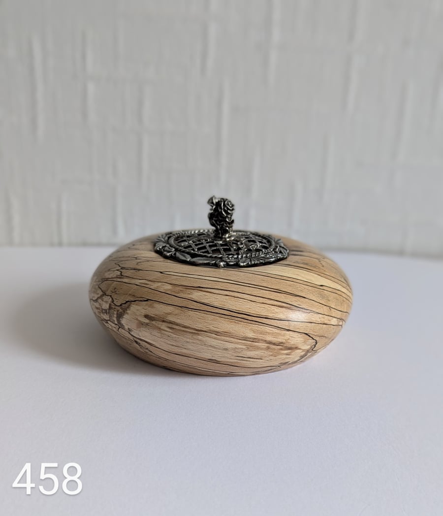 Pewter and Spalted Beech wood tealight holder