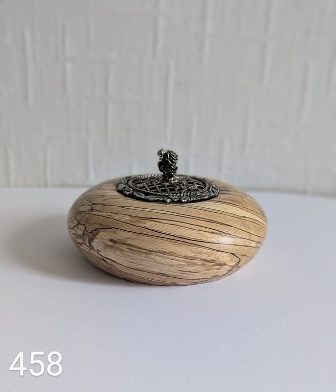 Pewter and Spalted Beech wood tealight holder