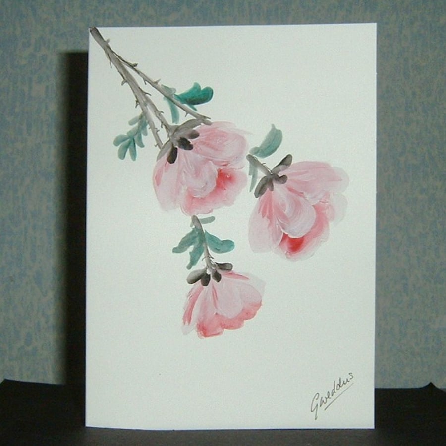 hand painted original flowers greetings card ref 29
