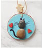 "FOR CHARITY", pebble cat painted ornaments - Image 3