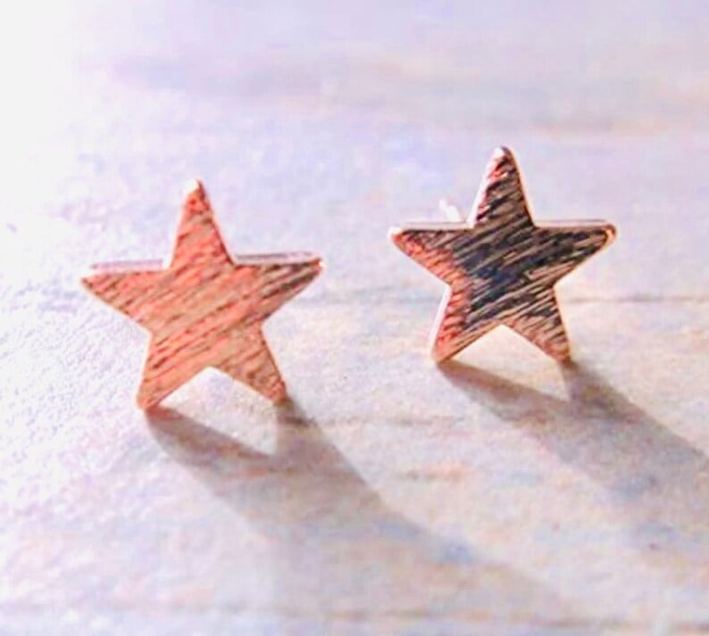 Rose Gold Plated Star Stud Earrings 