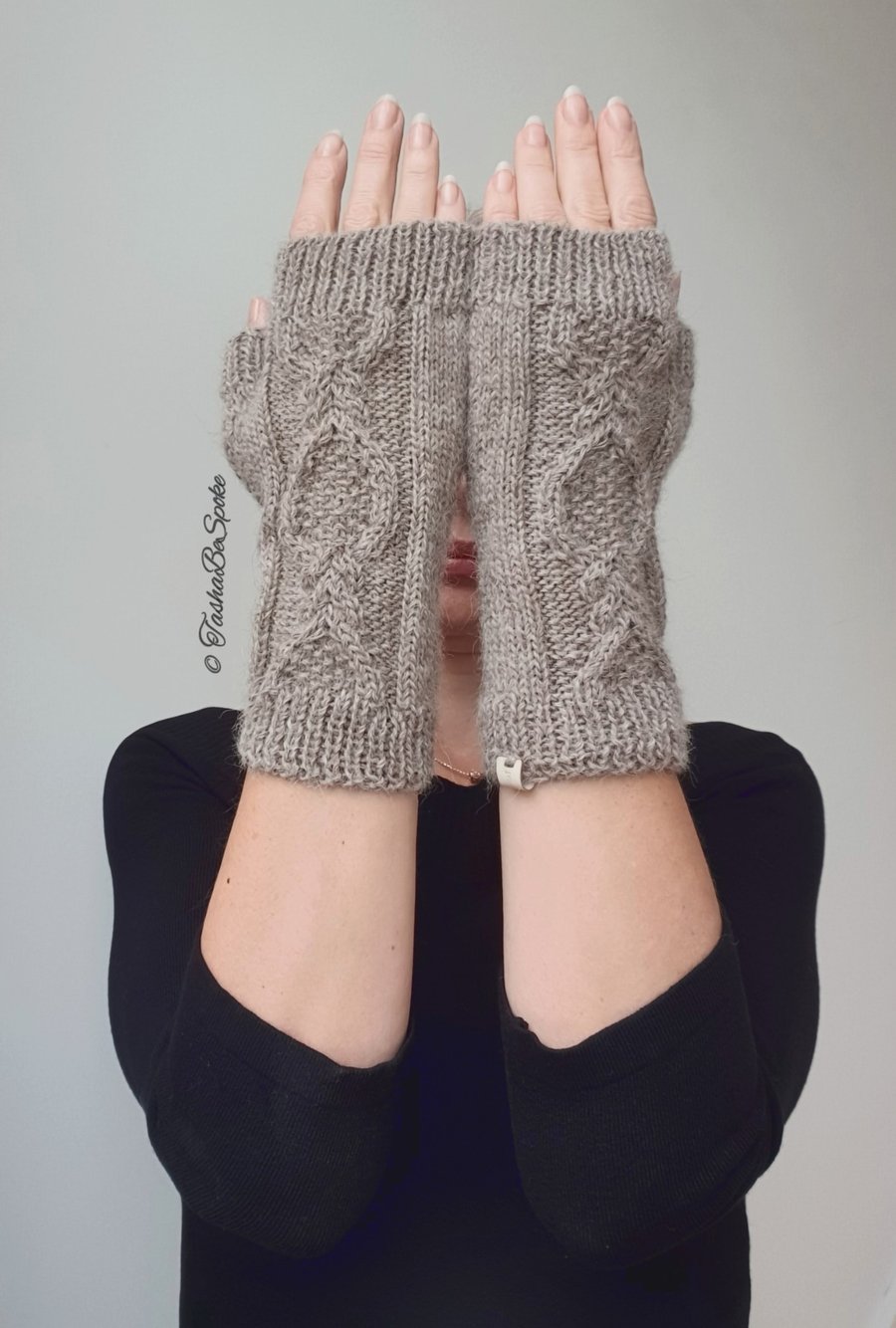 Hand knitted mittens, Fingerless alpaca gloves, Hand warmers, Gift for women