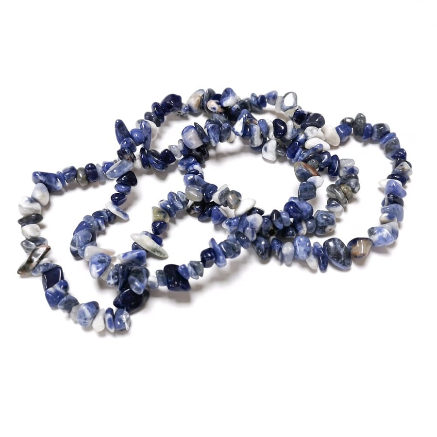 Sodalite Blue & Grey 5-8mm Smooth Chips, Grade A, Natural Authentic Brazilian Ge