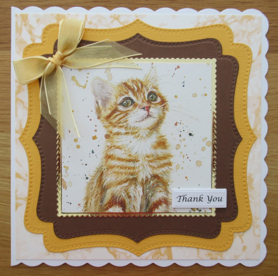 Ginger Tabby Cat - 7x7" Thank You Card