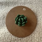 Round succulent polymer clay pin badge 
