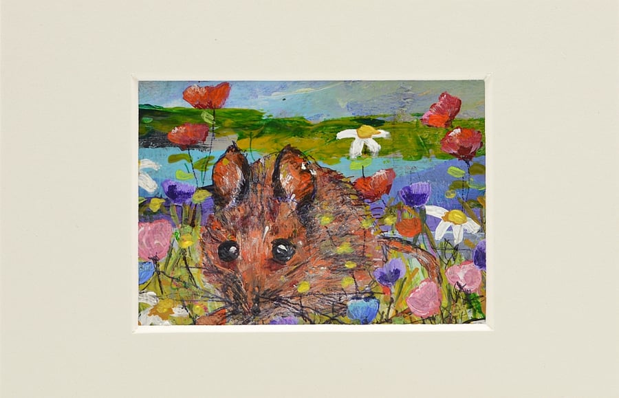 A Mounted ACEO of a Field Mouse.