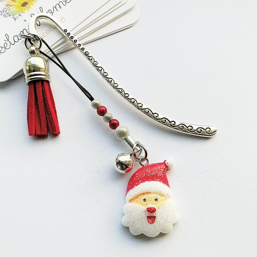 Santa Bookmark. Christmas Bookmark. Father Christmas. Bookmark. Metal Bookmark.