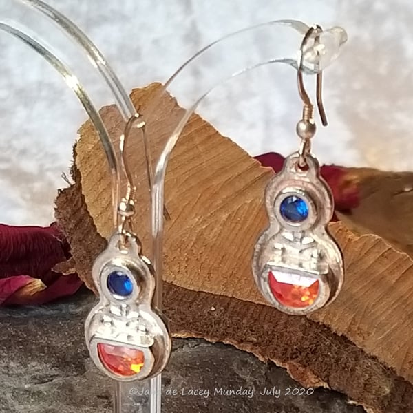 Fine Silver Drop Earrings with Cubic Zirconia 