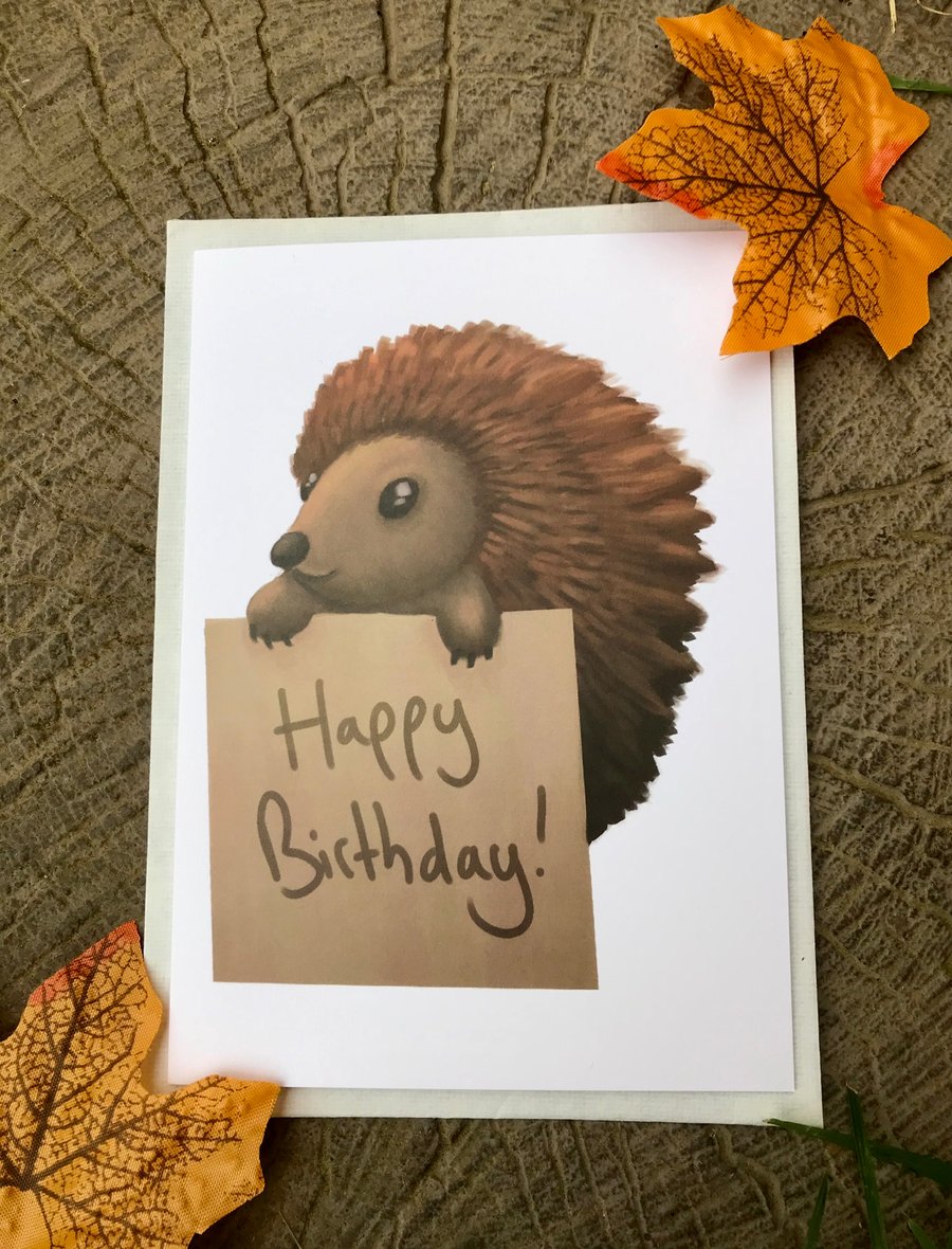 Happy Birthday Hedgehog Greeting Card