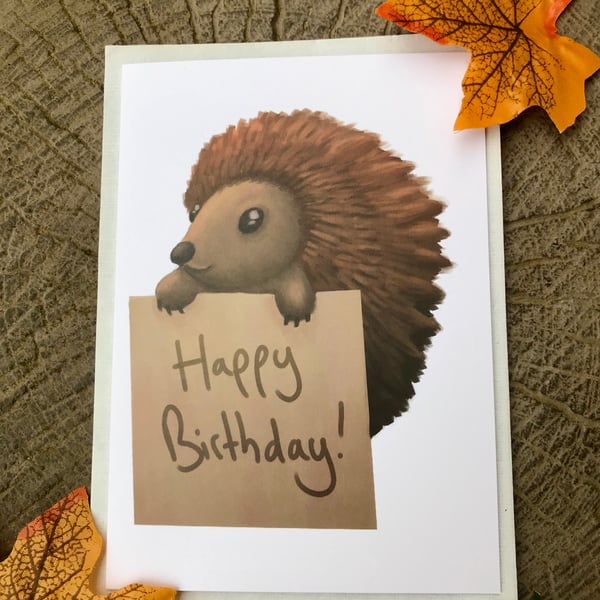 Happy Birthday Hedgehog Greeting Card