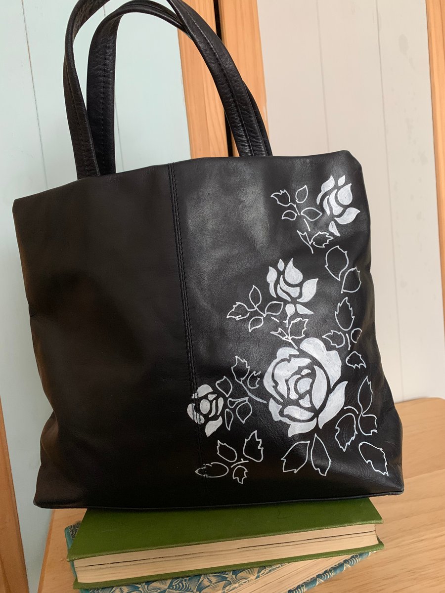 Flower Leather Tote Bag