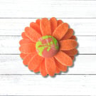 Handmade Felt Orange Flower Brooch, Eco Friendly Upcycled Fabric, Gift Boxed