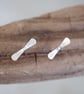 Earrings, small silver studs, Argentium silver forged stud earrings, arc  - Image 3