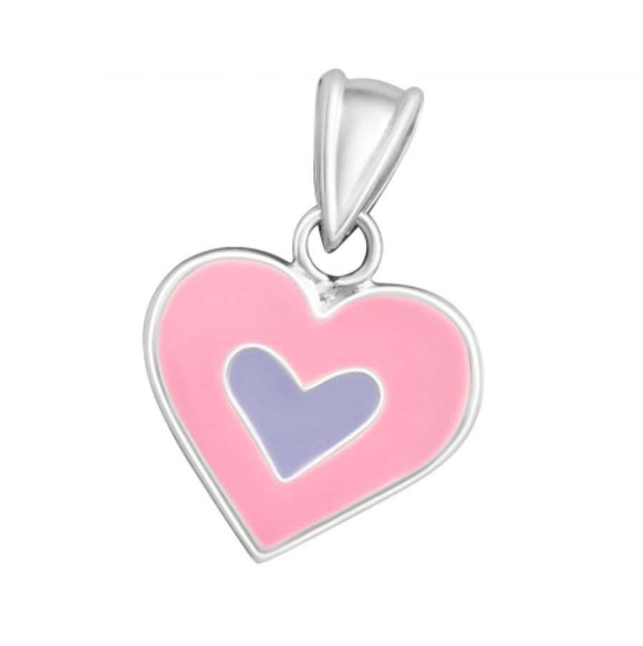 Sterling Silver Painted Love Heart Charm