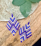 Handmade Beadwork Earrings in Blue & Copper with a Chevron Design - Image 9