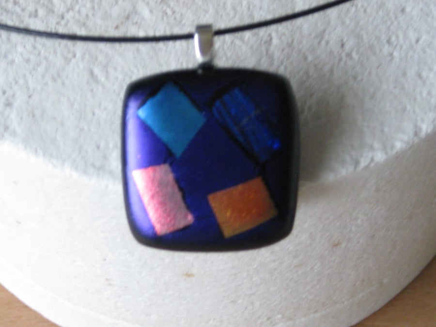Unique fused dichroic glass pendant