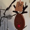 Fused Glass Rudolph Christmas Tree Decoration