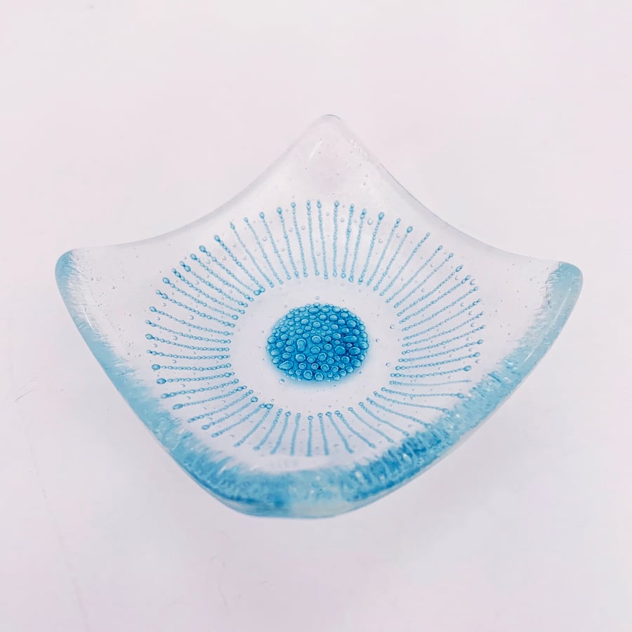 Fused Glass Bubble Sun Trinket Dish - Handmade Glass Dish