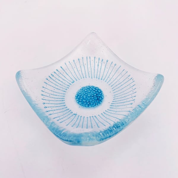 Fused Glass Bubble Sun Trinket Dish - Handmade Glass Dish