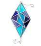 Stained Glass Diamond Suncatcher Handmade Turquoise Purple Triangles 