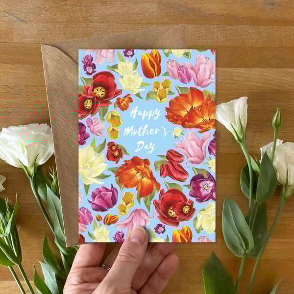 Colourful Tulips Mother’s Day Card – Hand-Drawn Floral Design