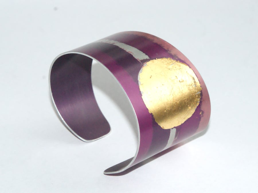 Gold sun on pink landscape cuff